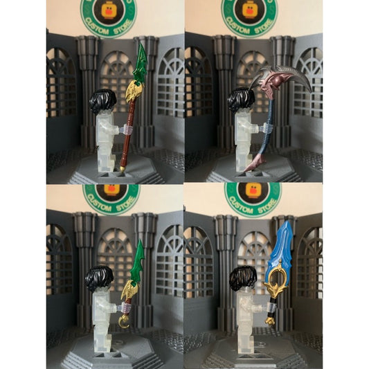 Weapons Set - Blue Dragon, Earth Picker & Great Sword Custom Minifigure Accessories Toys