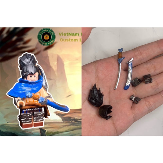Minifigure Accessories: Yasuo Sword, Hair, Arm & Leg Armor – League of Legends