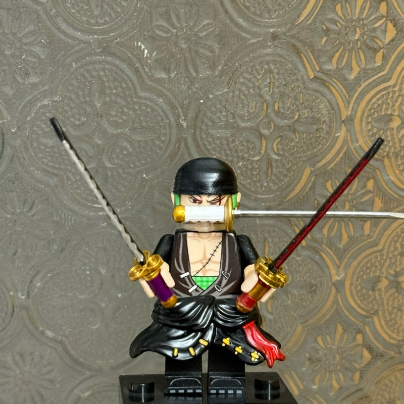 Black-Shirted Zoro Custom Minifigure – One Piece Anime Inspired