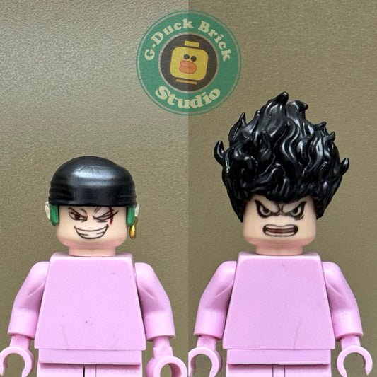 Zoro & Luffy Custom Minifigure Accessories – Face + Hair Set