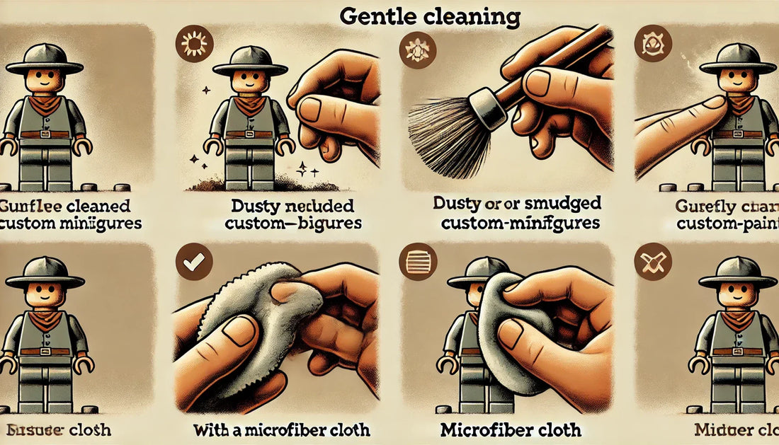 Gentle cleaning methods for dusty or smudged custom minifigures