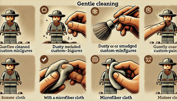 Gentle cleaning methods for dusty or smudged custom minifigures