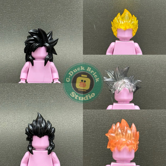 Custom Minifigure Accessories: Dragon Ball Character Hair (7 Styles)